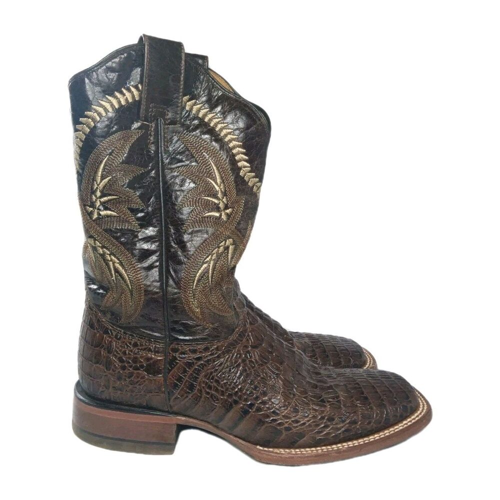 SOTO Boots Caiman Belly Print Men's Cowboy Boots Size 9 Brown